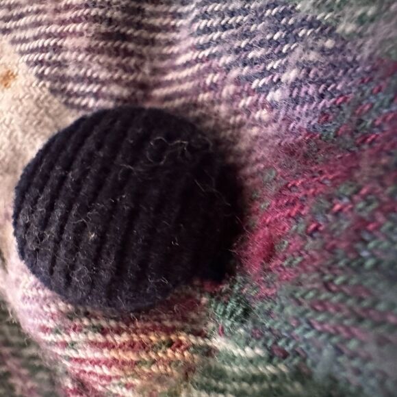 Vintage 90s Dress 16 Purple Green Plaid Flannel Contrast Collar Maxi S. Roberts - Picture 9 of 15